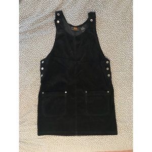 Vintage Black Corduroy Overall Dress Size Medium